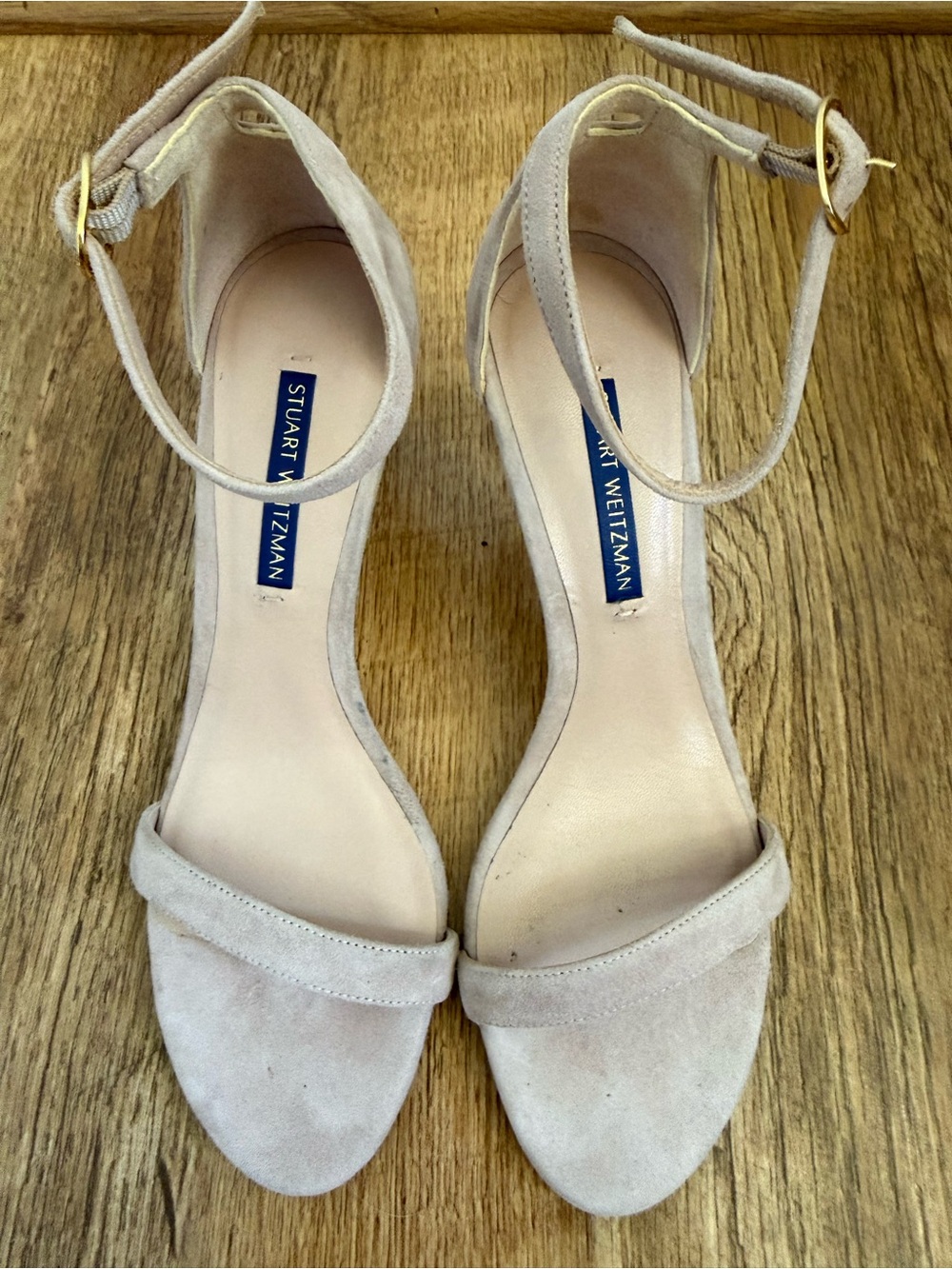 Stuart Weitzman Nude Taupe Suede Ankle-Strap Heels size 6